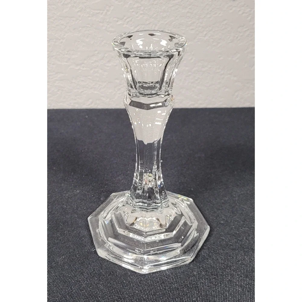 Vtg Clear Pressed Glass Taper Candlestick Holder 5